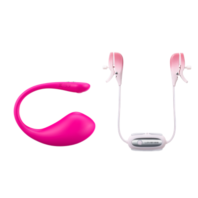 Lush Egg Vibratore e set di morsetti per capezzoli Gemini