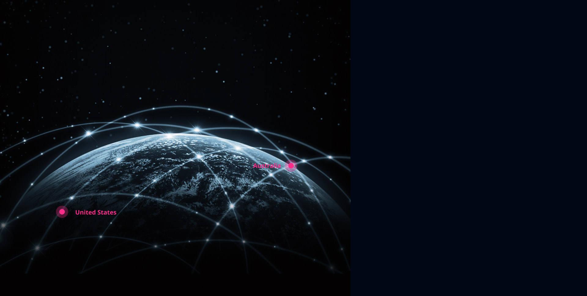Connected globe showing the United States and Australia