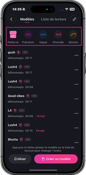 Modèles de vibrations personnalisés dans l’application Lovense Remote