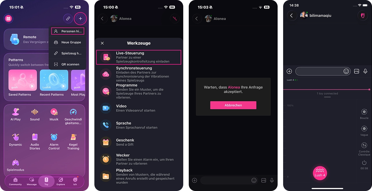 How to use live control on the Lovense app.