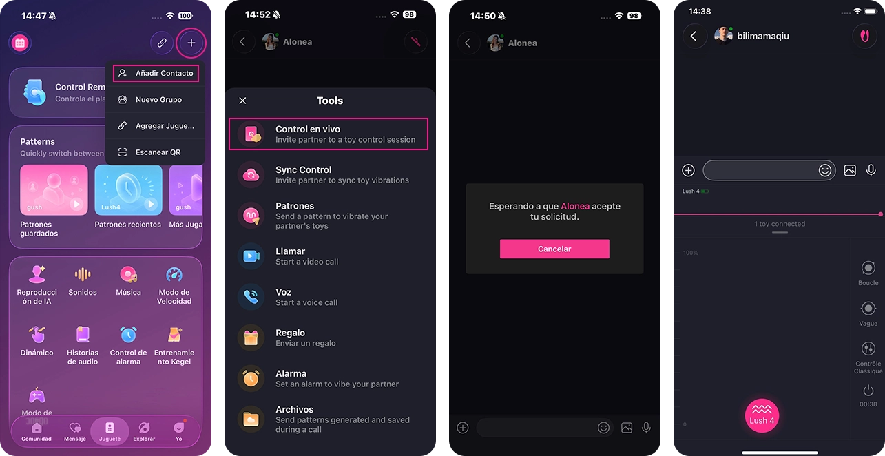 Cómo usar el control en vivo en Lovense app.