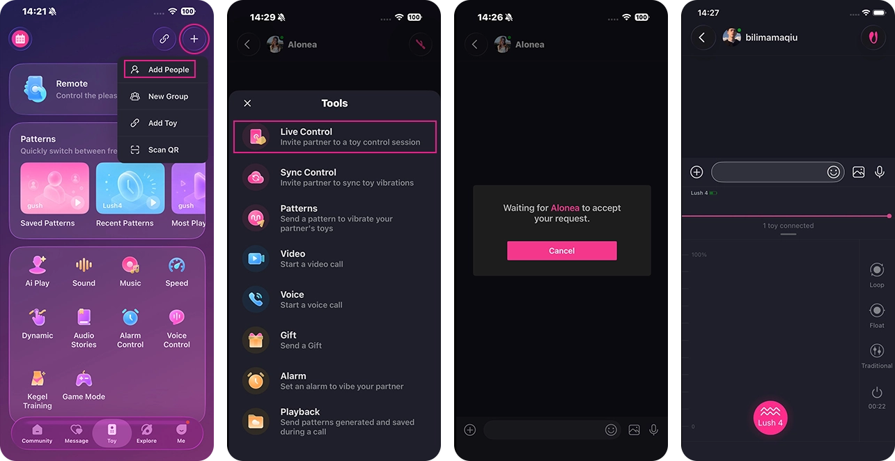 Come utilizzare il controllo live sul Lovense app.