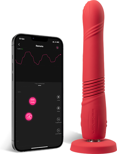 Gravity By Lovense Remote Control Vibrating And Thrusting Dildo