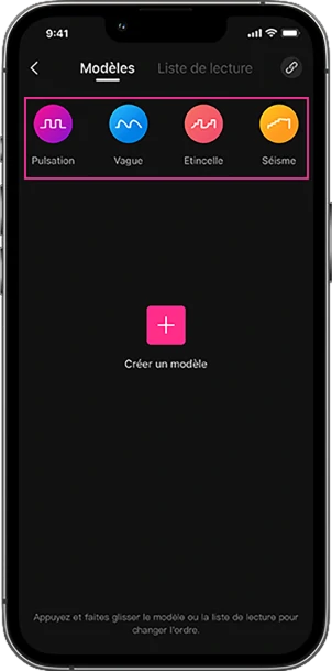 Modèles de vibrations sur l'application Lovense Remote.