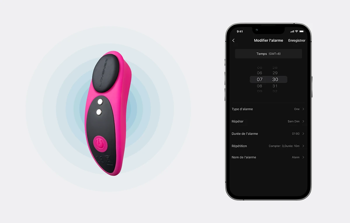 Fonction d'alarme sur l'application Lovense Remote.
