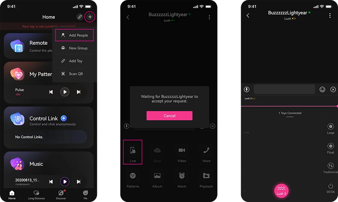 How to use live control on the Lovense app.