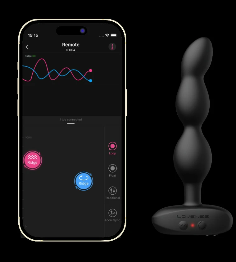 Les perles anales à poussée, rotation et vibration Lovense Ridge avec application prolongent votre plaisir anal