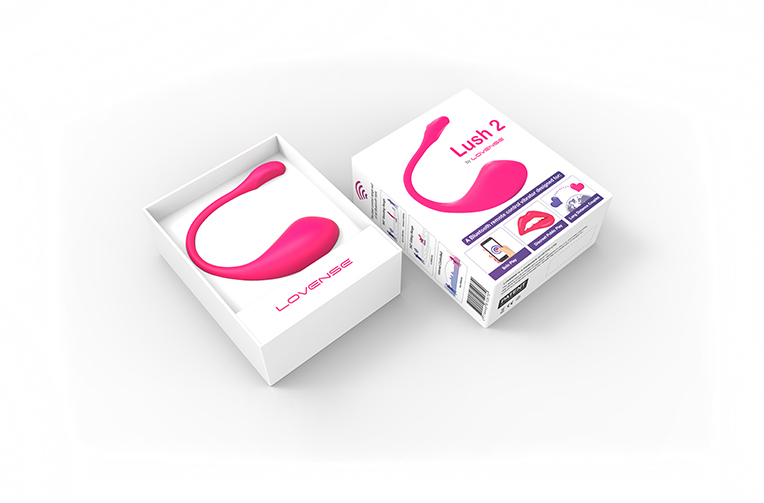 Empaque del vibrador Lush Lush 2 by Lovense, dimensiones.