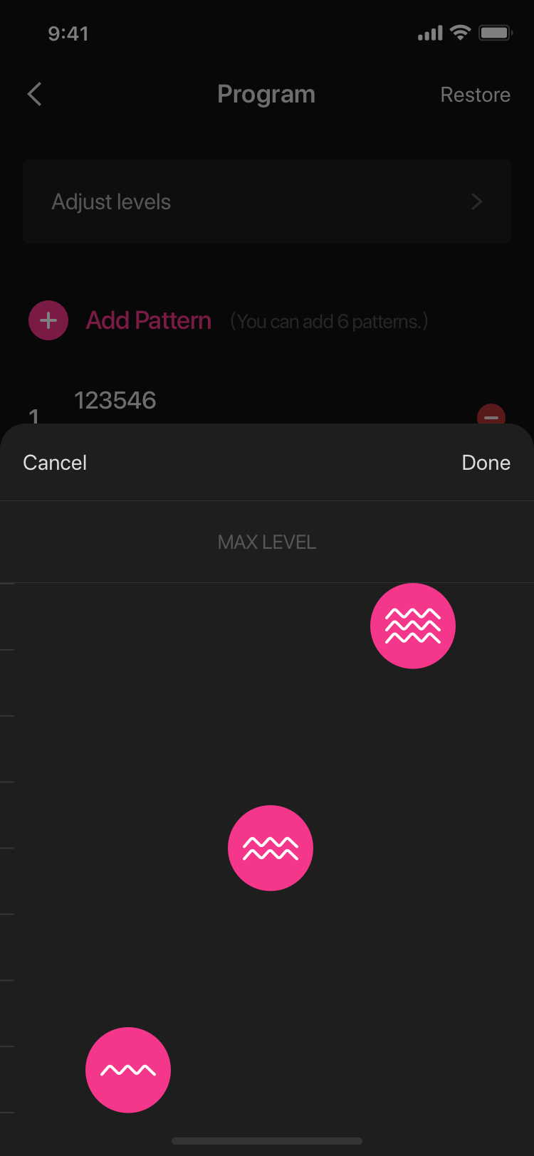 Livello pattern per vibratore app mobile